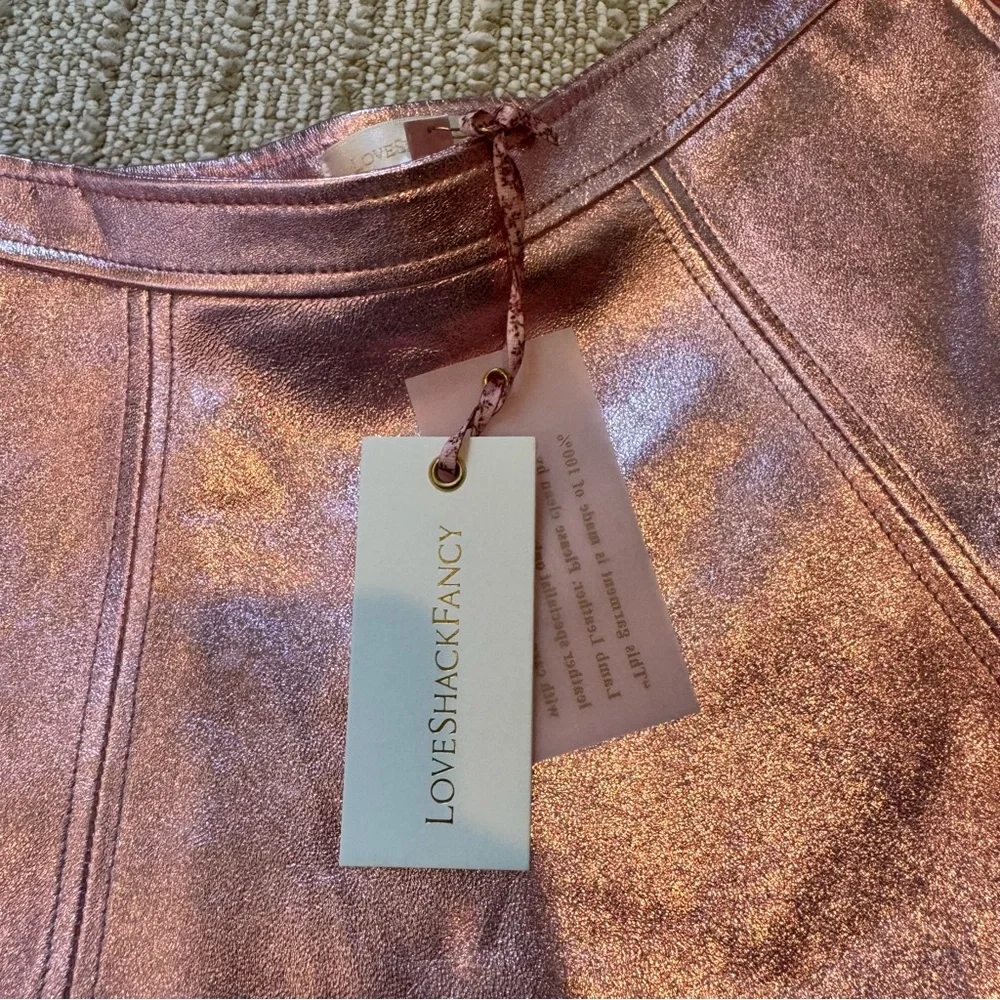 NWT Love Shack Fancy metallic pink mini skirt - Picture 5 of 6